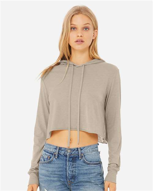 Women’s Triblend Crop Long Sleeve Hoodie Tee - 8512