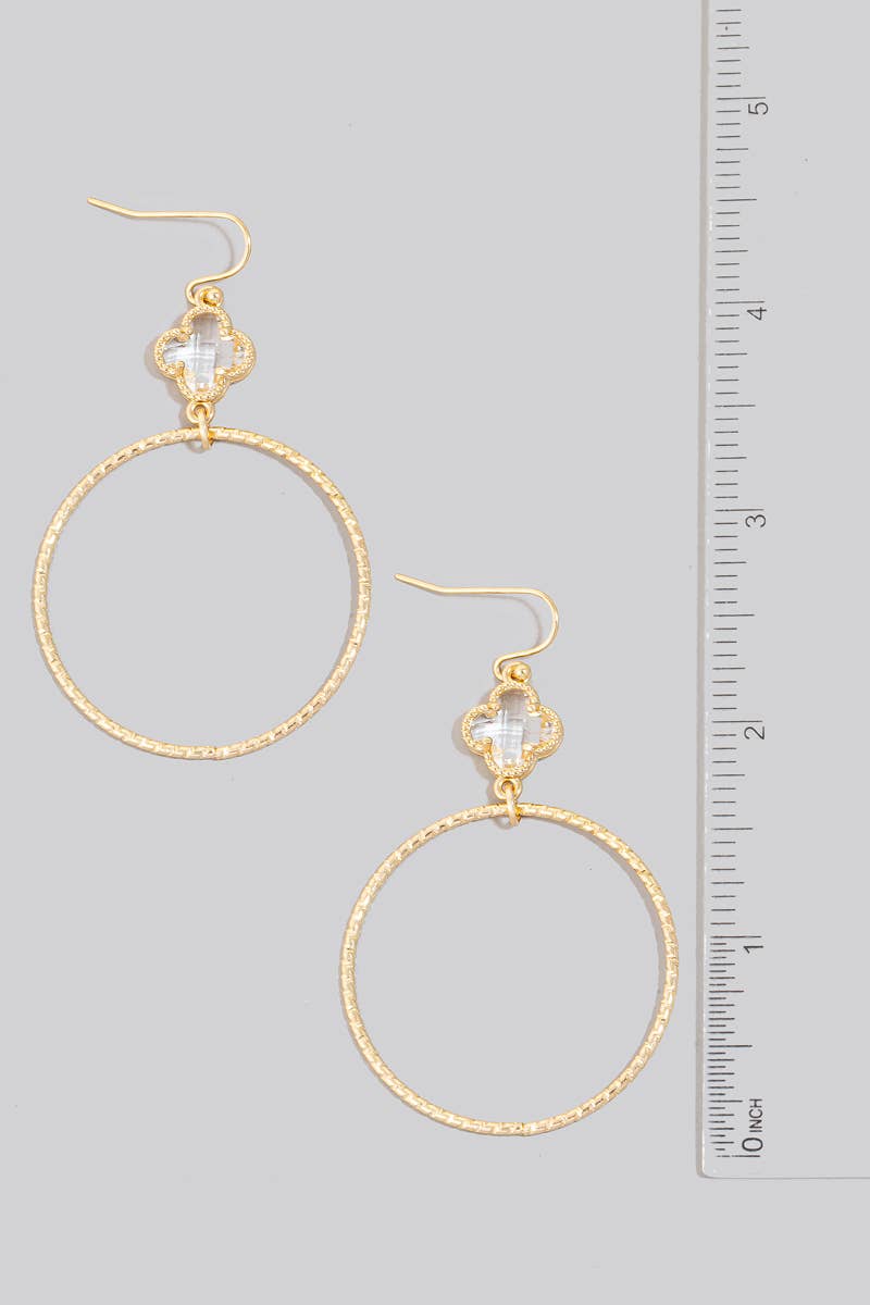 Faceted Clover And Hoop Dangle Hook Earrings  The Looks by Fame Accessories   