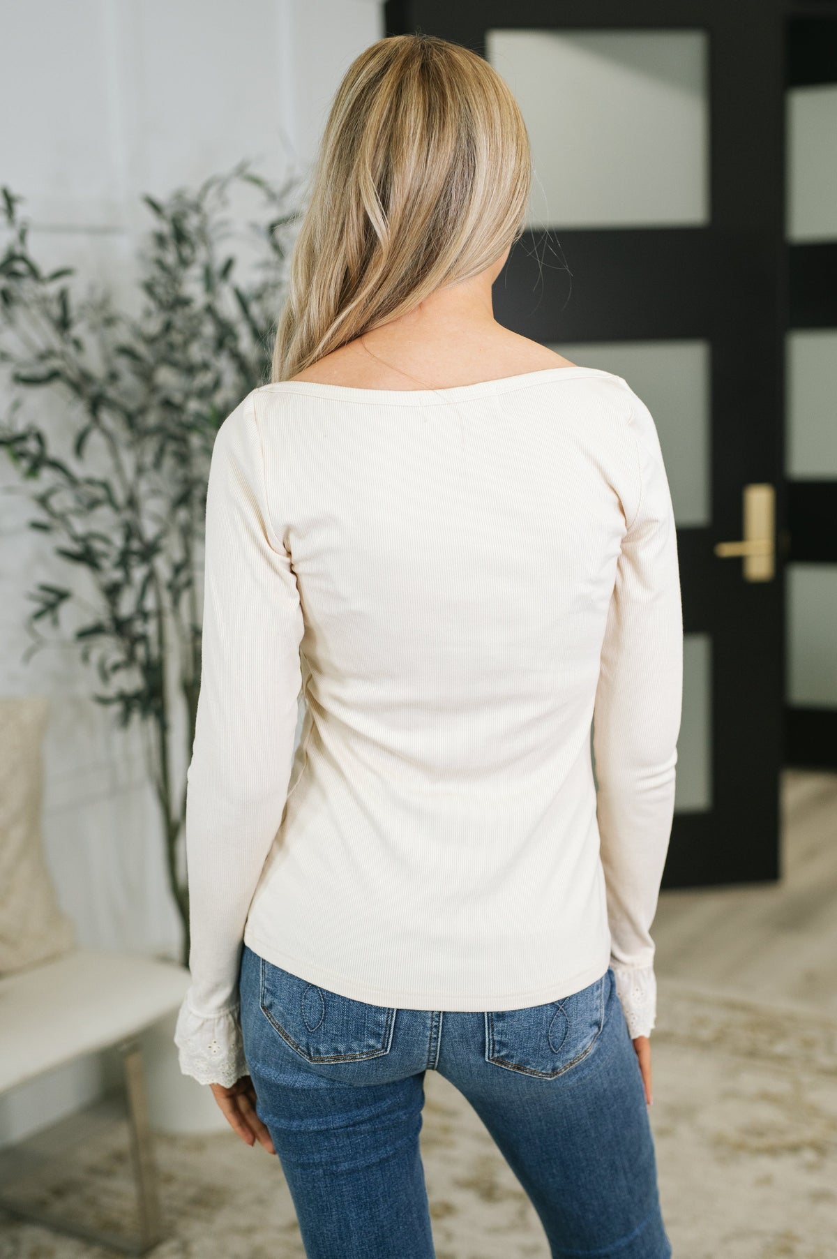 A Little Flare Long Sleeve Top in ribbed knit – alternate view 6