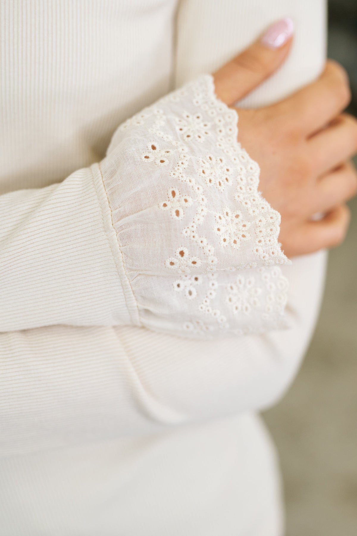 A Little Flare Long Sleeve Top in ribbed knit – alternate view 4