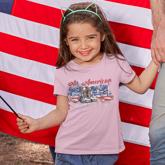 All American Girl Toddler/Youth Graphic Tee Youth Graphic Tee Tea Shirt Shoppe 2T Pink