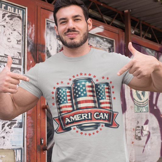 Ameri-can Graphic Tee Mens T-shirt Tea Shirt Shoppe S Solid Athletic Gray