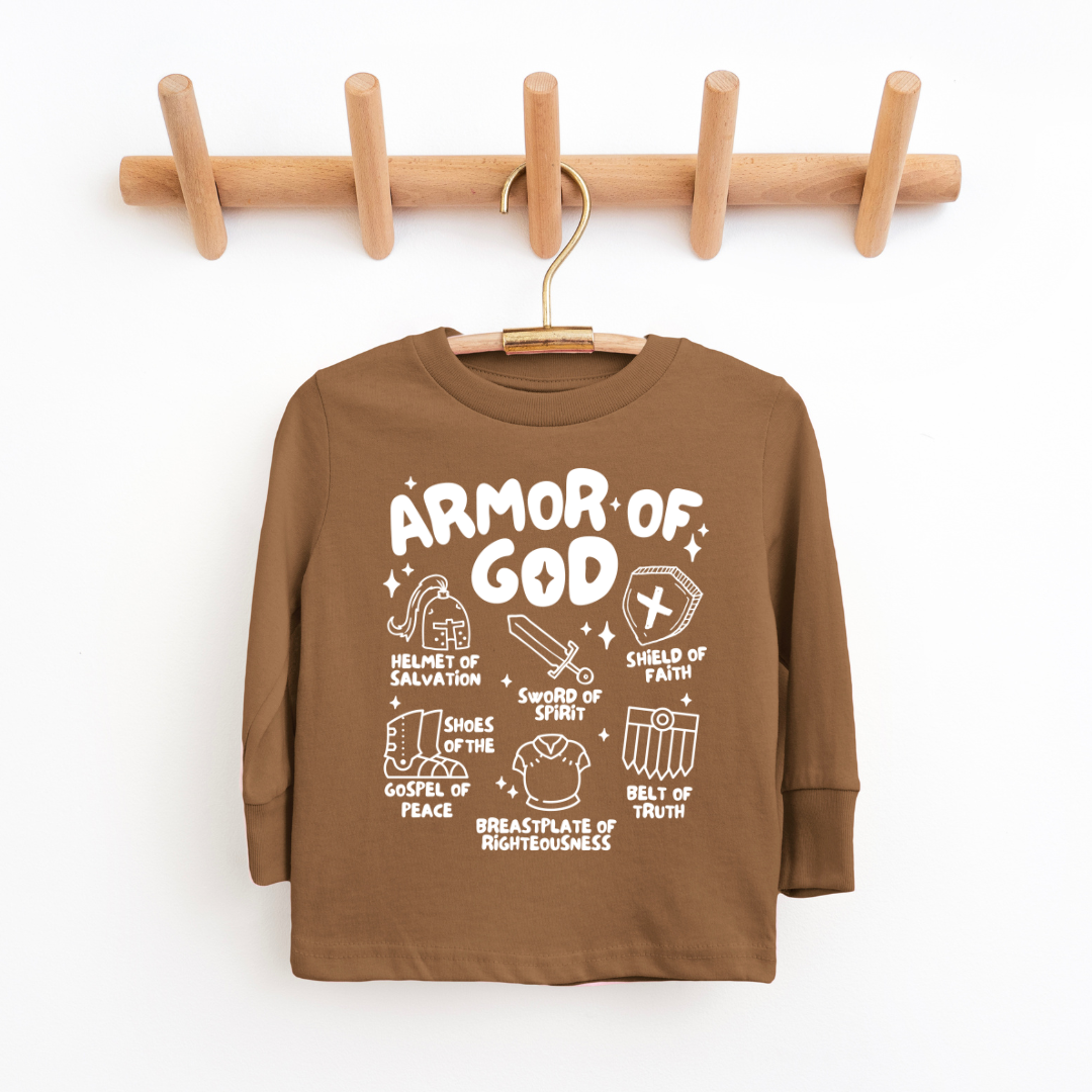 Armor Of God Youth & Toddler Long Sleeve Graphic Tee Youth Graphic Tee Tea Shirt Shoppe 2T Coyote