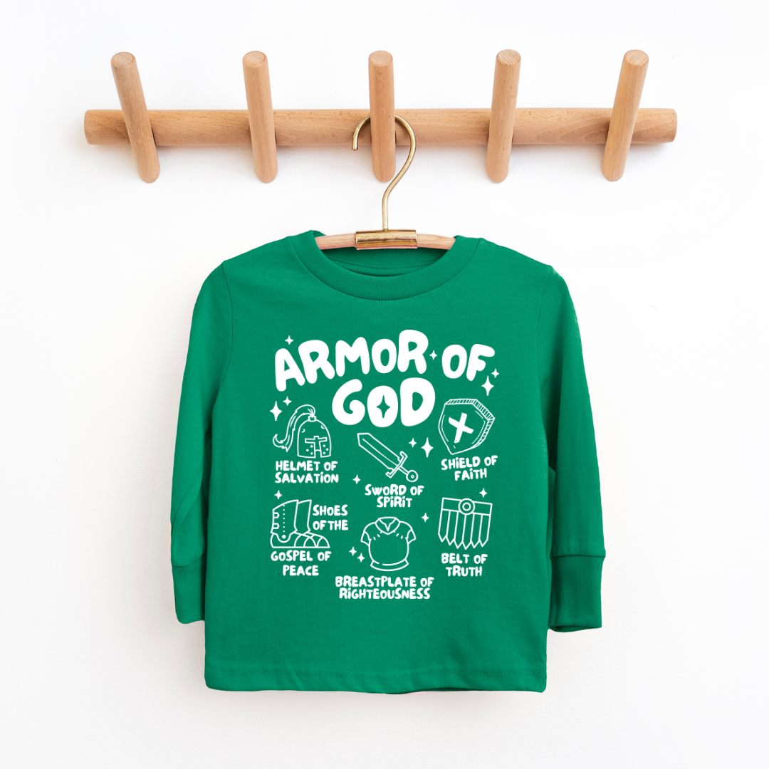 Armor Of God Youth & Toddler Long Sleeve Graphic Tee Youth Graphic Tee Tea Shirt Shoppe 2T Green