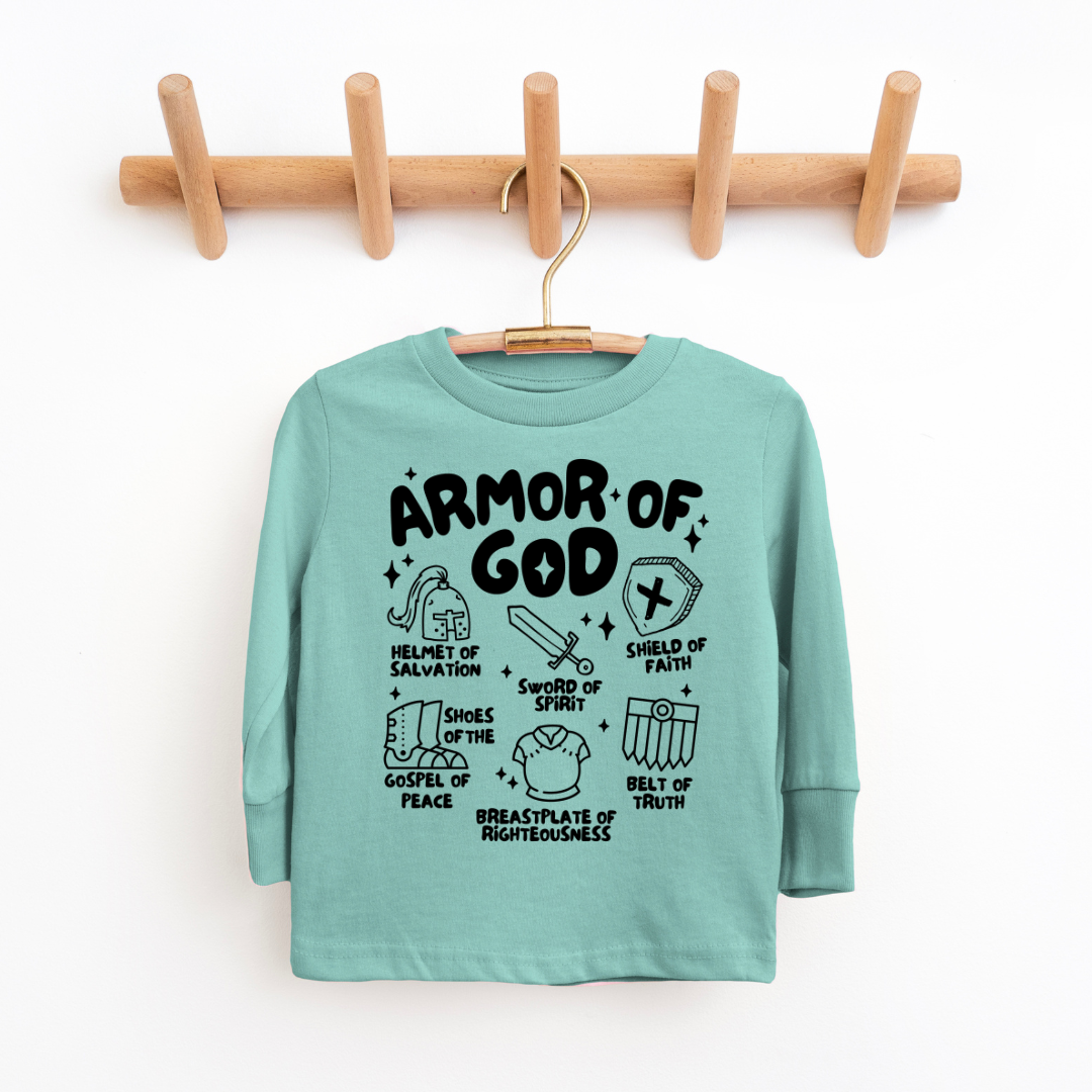 Armor Of God Youth & Toddler Long Sleeve Graphic Tee Youth Graphic Tee Tea Shirt Shoppe 2T Saltwater