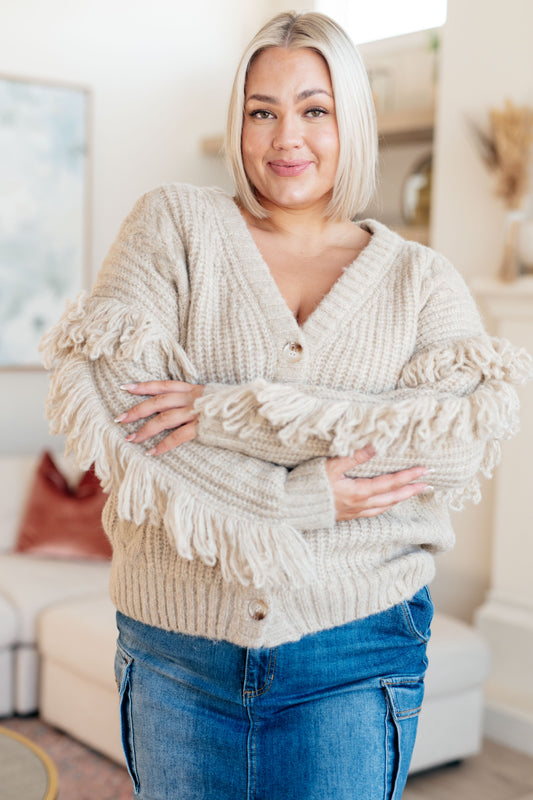 Ask Me About It Fringe Cardigan in knit