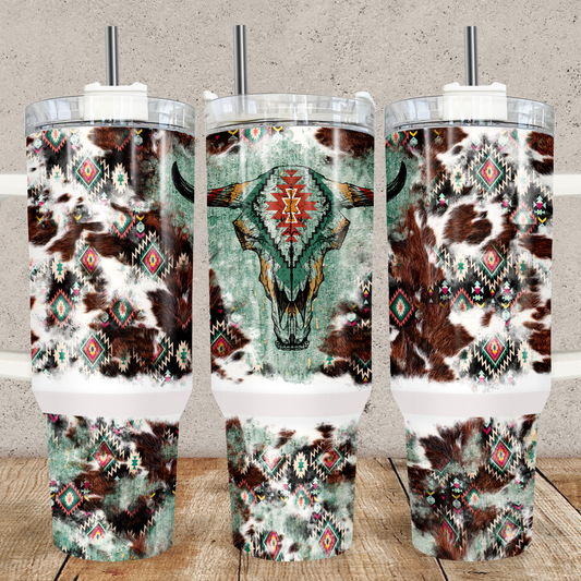 Aztec Cowhide 40oz Tumbler Tumbler Tea-Shirt Shoppe