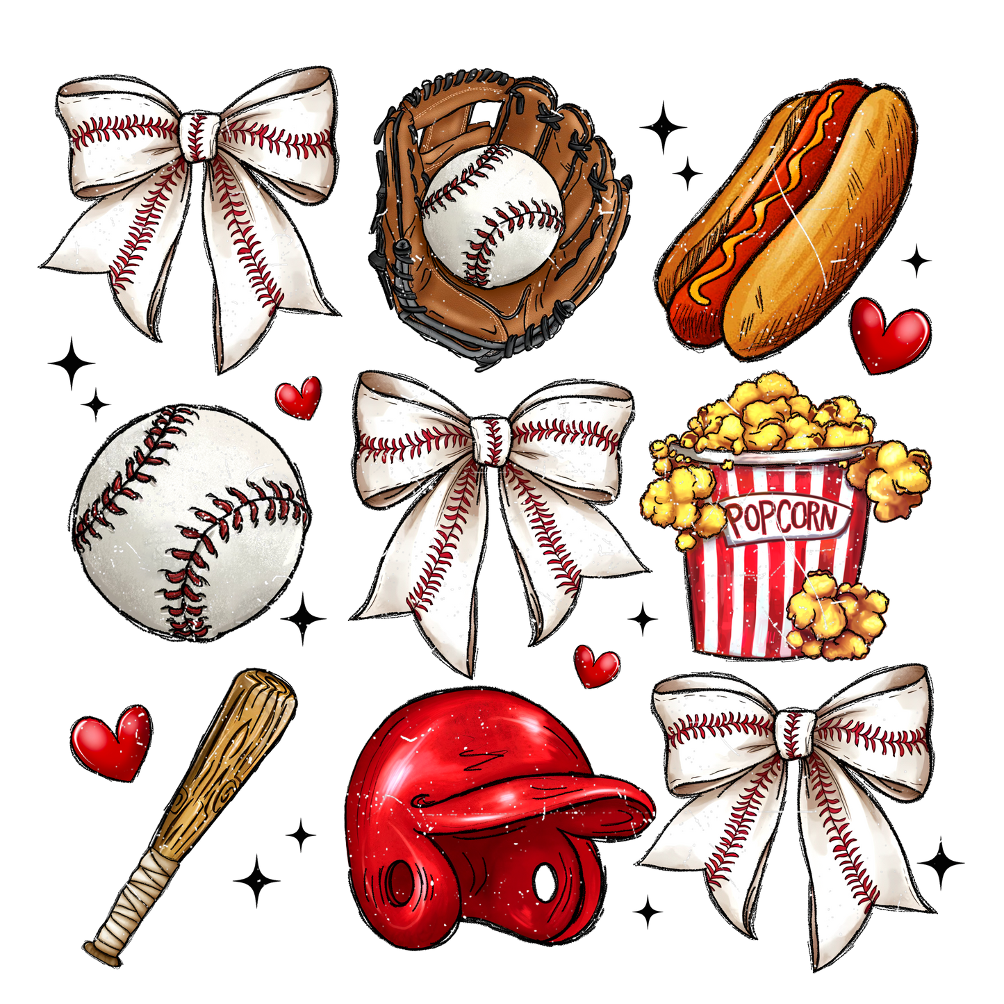Baseball Life Icons Hot Peel Custom Full Color Ready For Press DTF Print Transfer, Direct To Film Tea-Shirt Shoppe