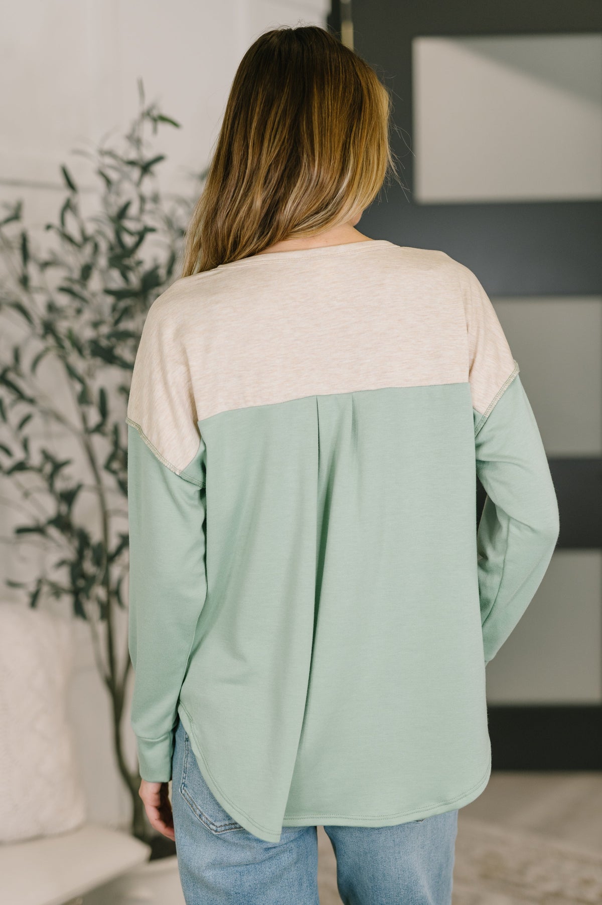 Because I Can Drop Shoulder Henley Top
