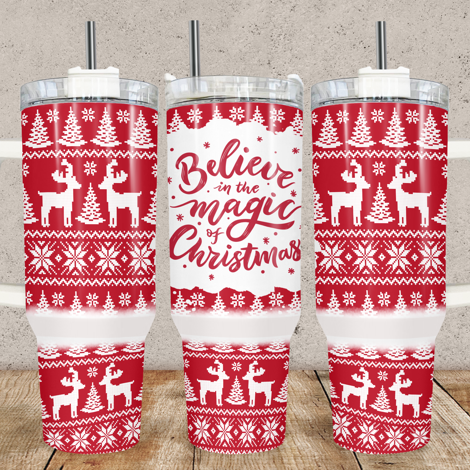 Christmas Jumper Believe In The Magic 40oz Tumbler Tumbler Tea-Shirt Shoppe