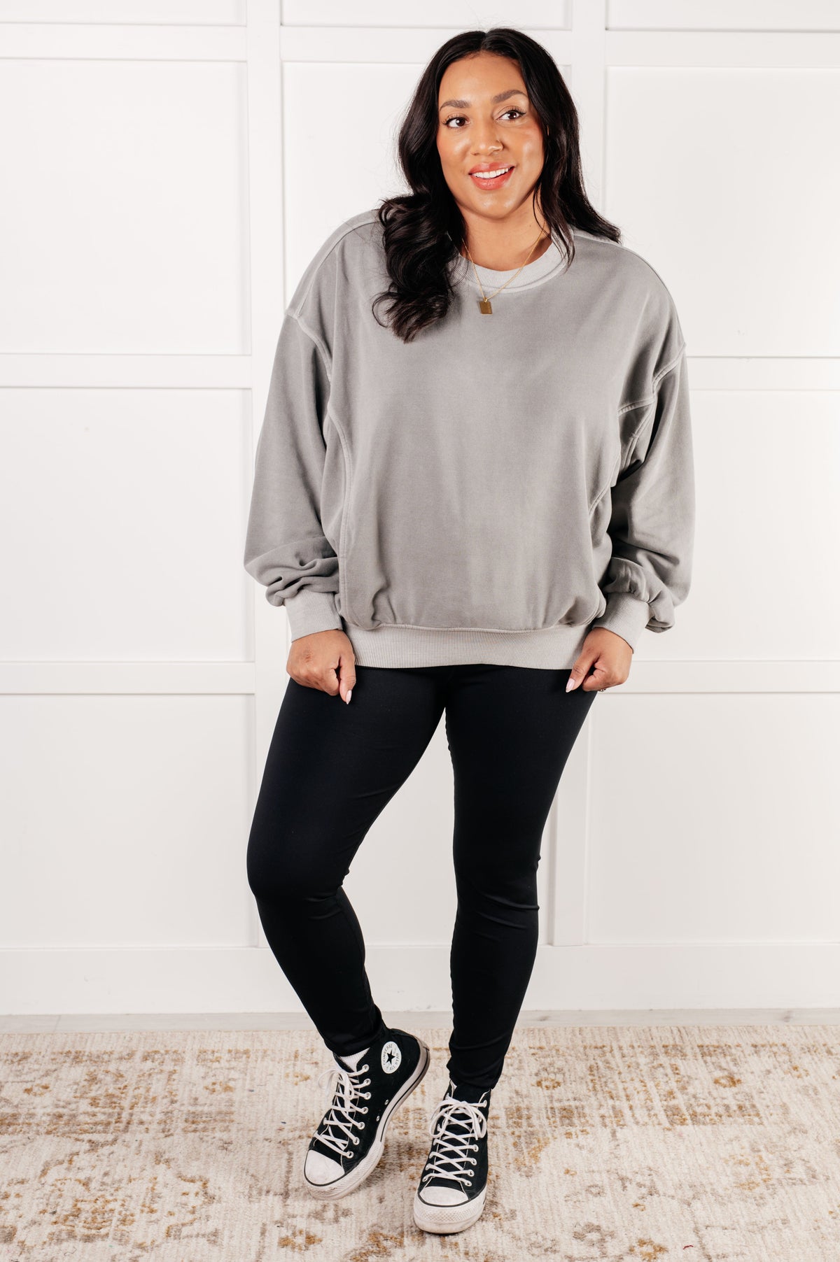 Beyond the Basics Pullover in Sleet, fleece – alternate view 3