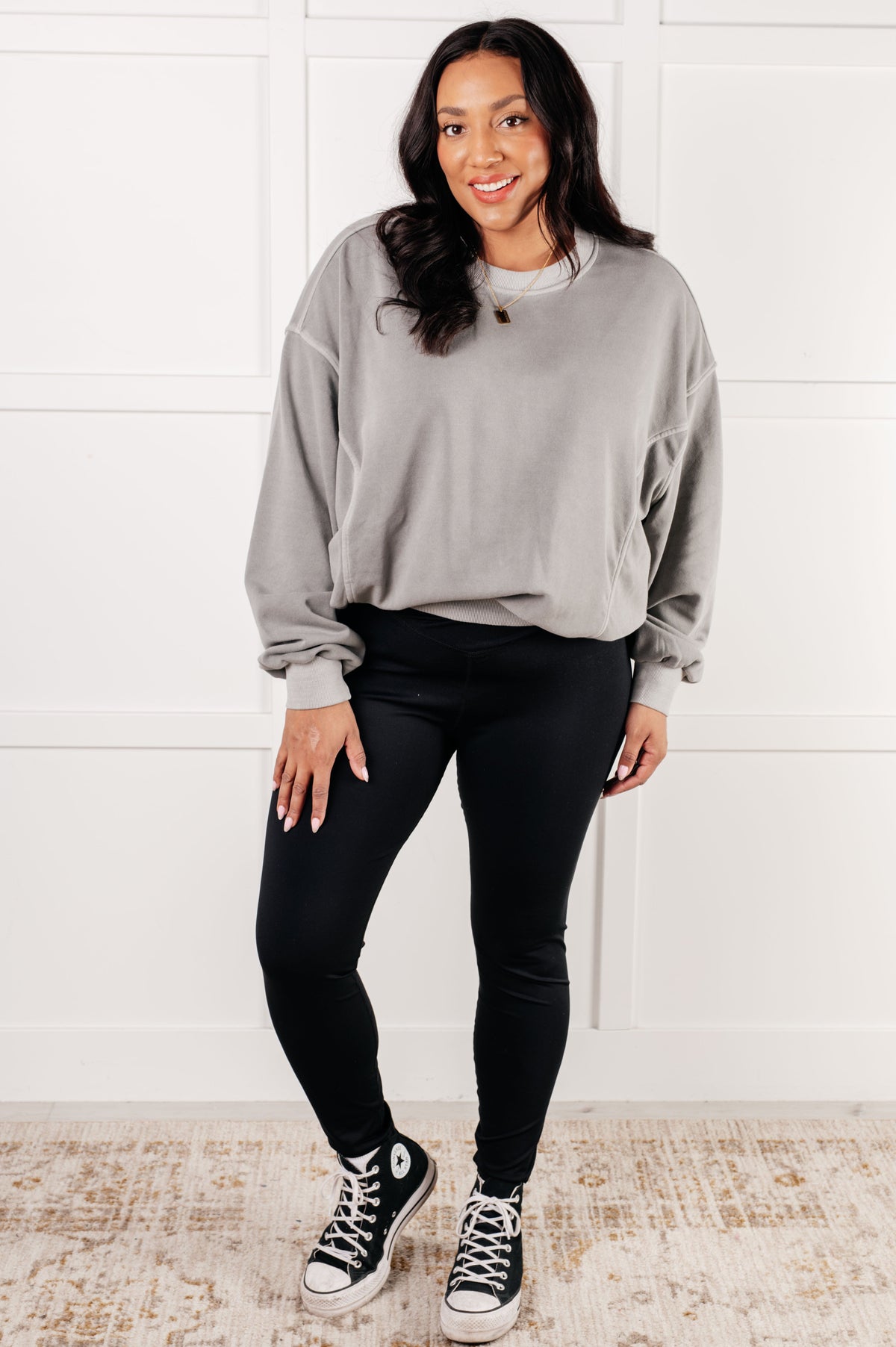 Beyond the Basics Pullover in Sleet, fleece – alternate view 5