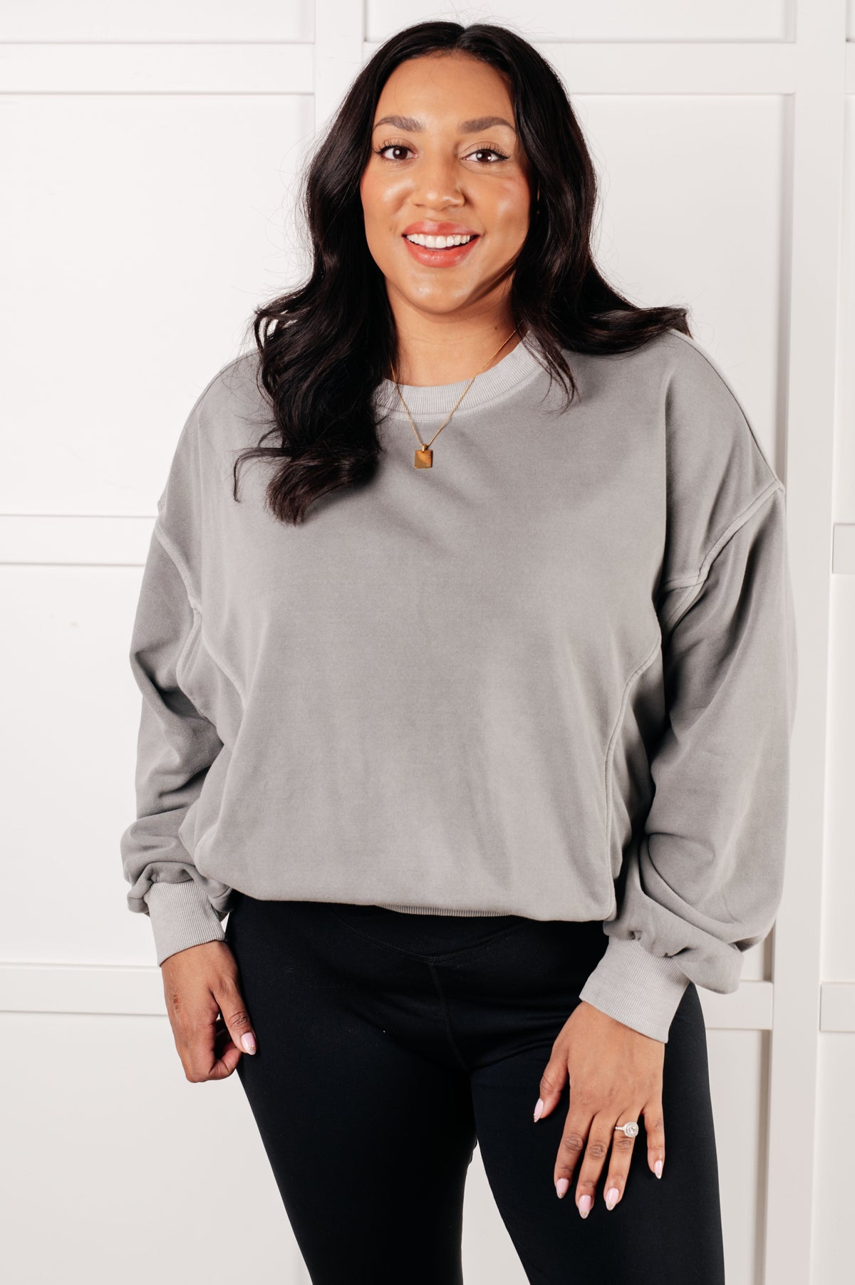 Beyond the Basics Pullover in Sleet, fleece – alternate view 2