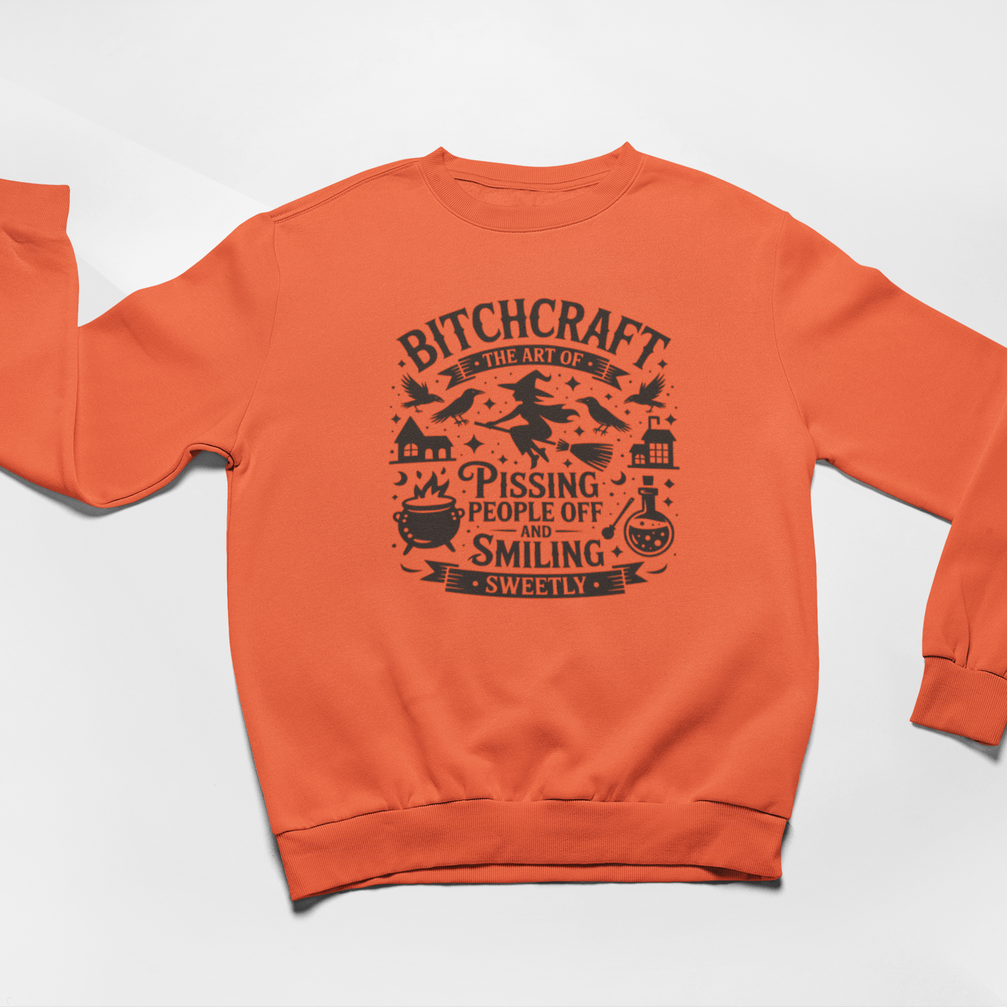 Bitchcraft Graphic Sweatshirt Graphic Sweatshirt Tea Shirt Shoppe S Orange