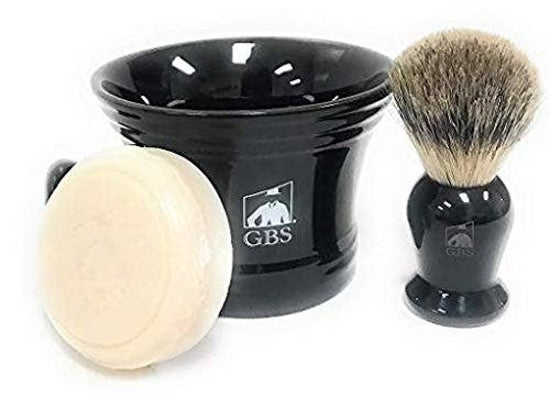GBS 3 Piece  Mug, brush and Shaving soap Set - Black