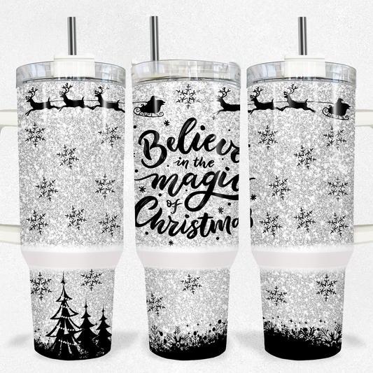 Snowflake Believe In The Magic Christmas 40oz Tumbler Tumbler Tea-Shirt Shoppe