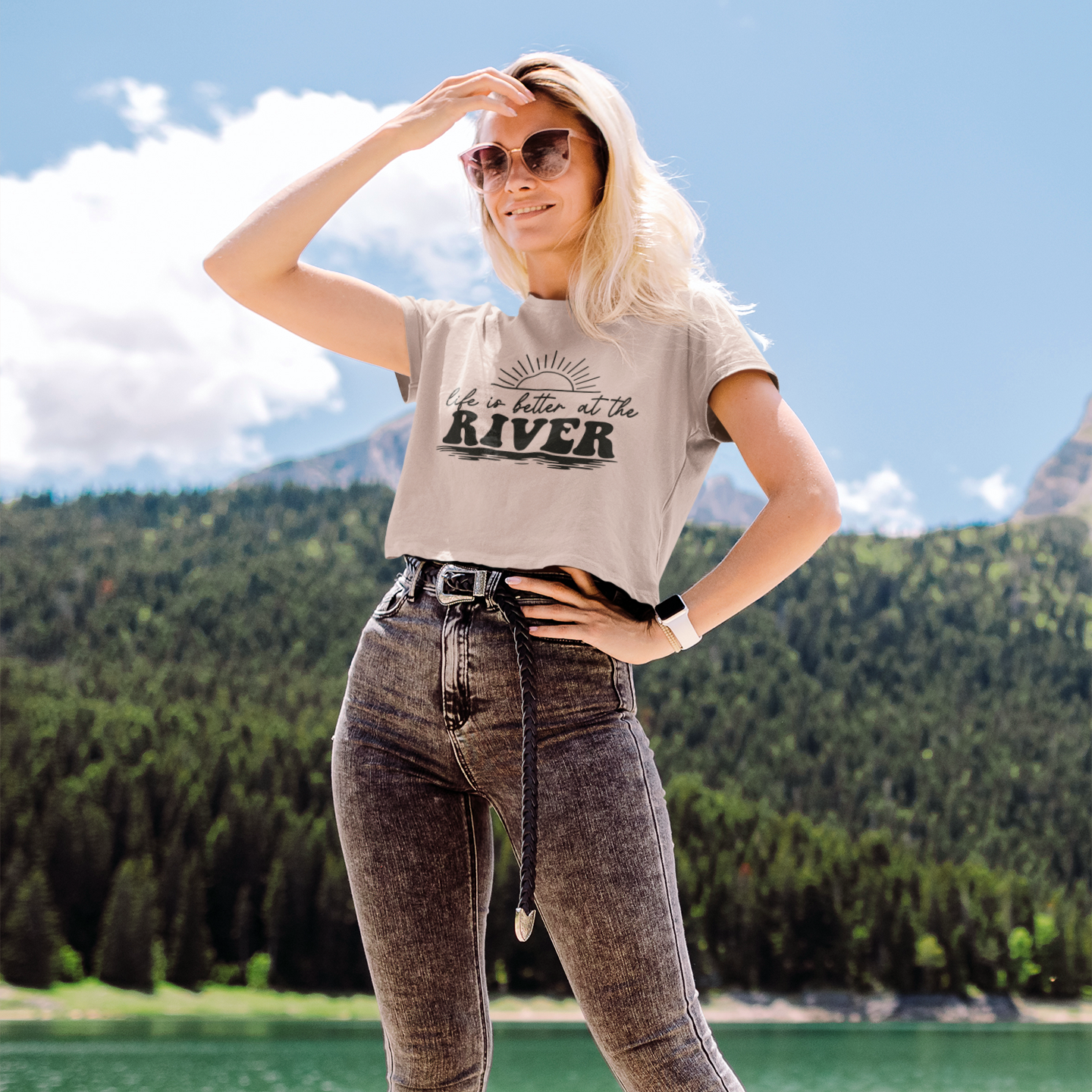 Life Is Better At The River Cropped Graphic Tee T-shirt Tea Shirt Shoppe