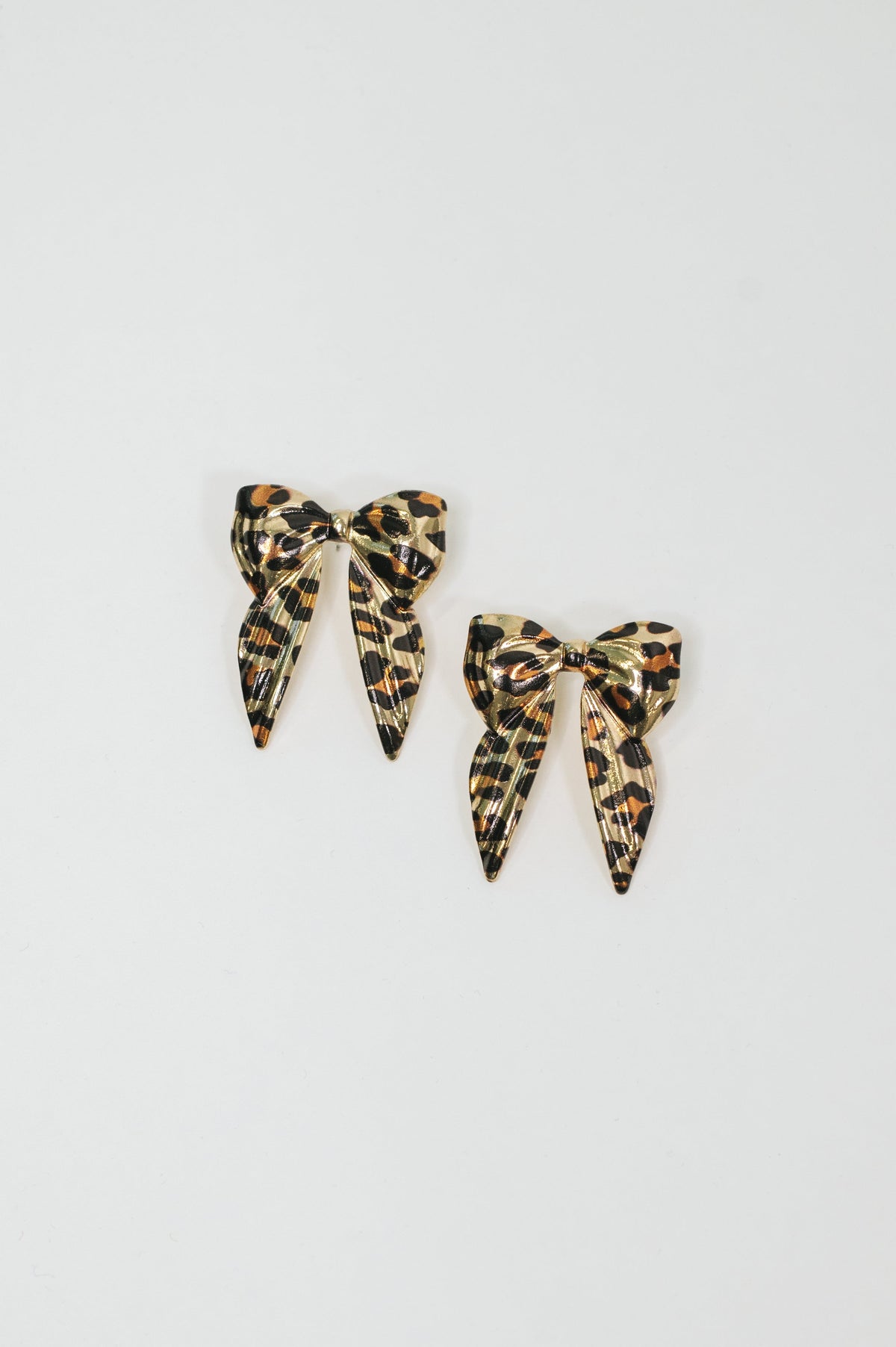 Bow'd & Bold Leopard Print Bow Earrings in plated alloy – alternate view 3