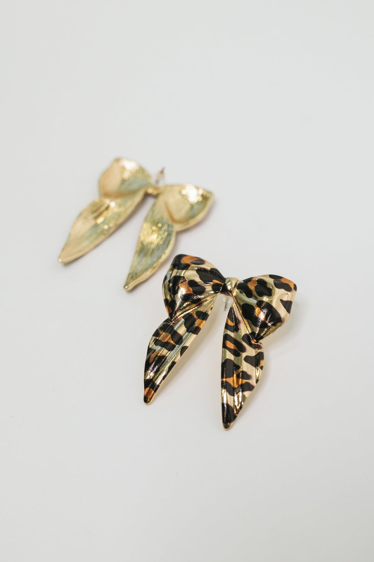 Bow'd & Bold Leopard Print Bow Earrings in plated alloy – alternate view 2