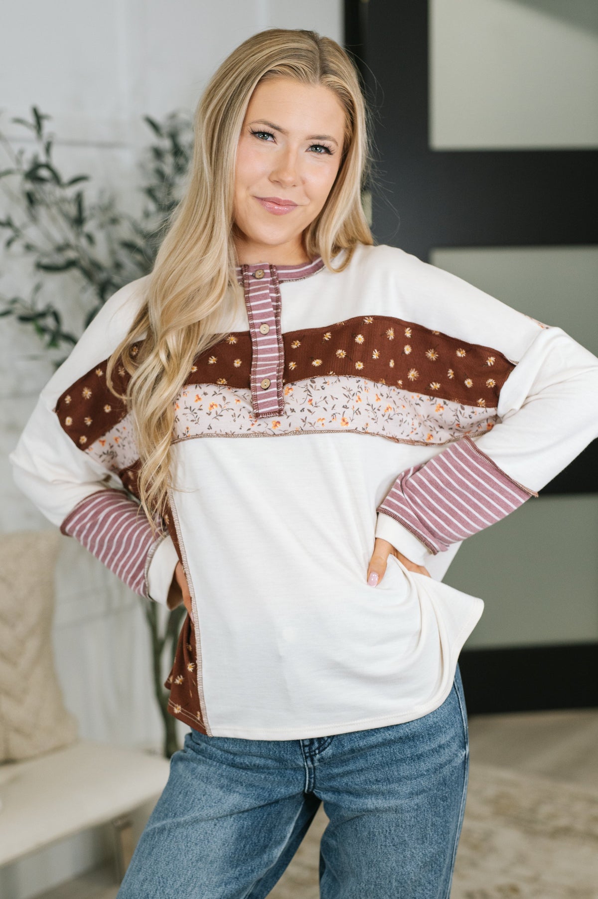 Brick by Brick Color Block Top in French terry