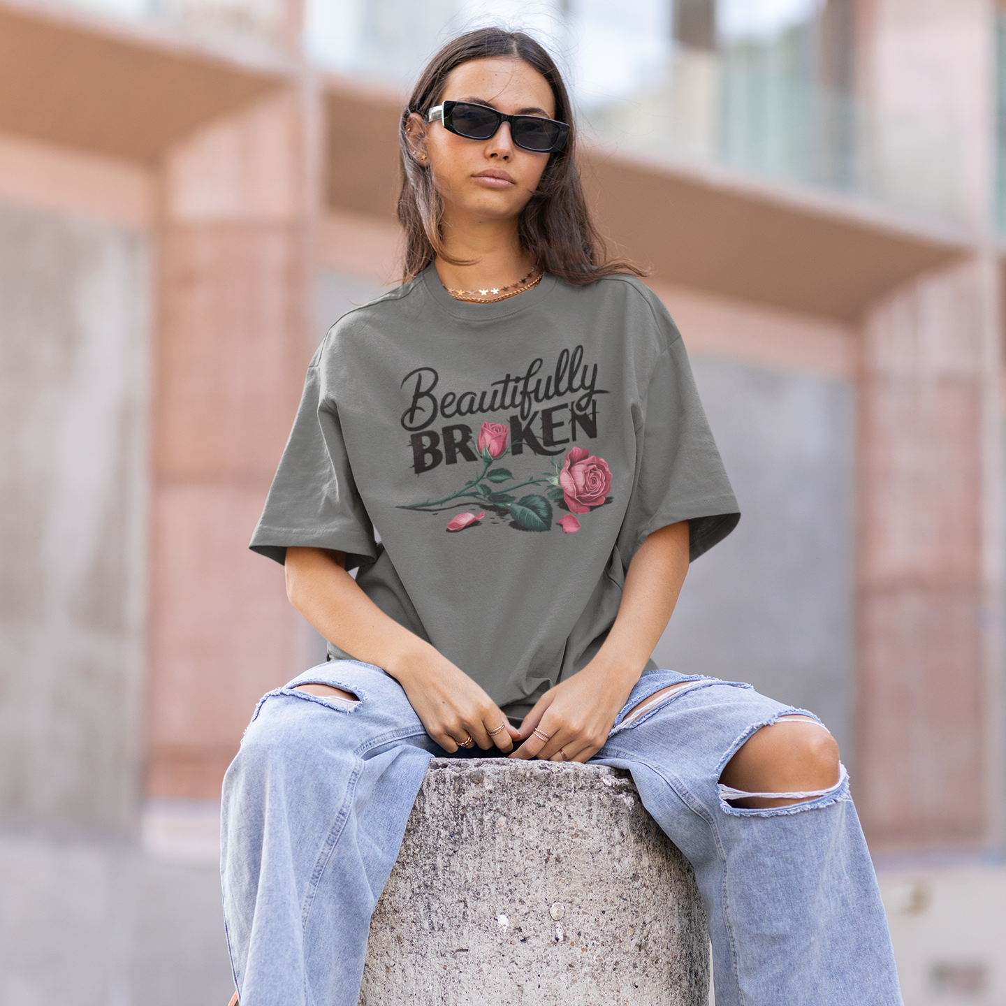 Rose in the Wreckage Graphic Tee T-shirt Tea Shirt Shoppe S Charcoal