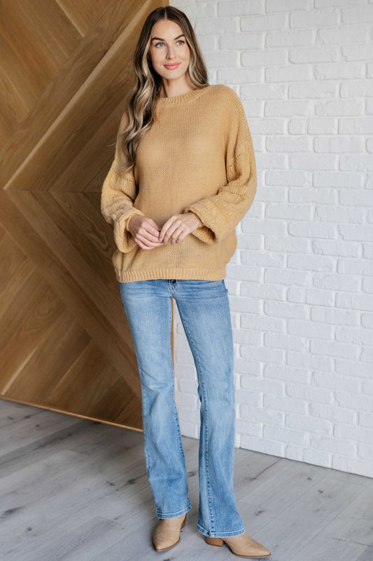 Bubbly Personality Bubble Sleeve Sweater in Wheat – alternate view 2