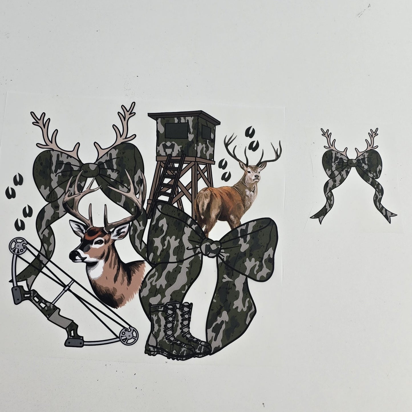 Camo & Antlers Full Color Ready For Press DTF Print Transfer, Direct To Film