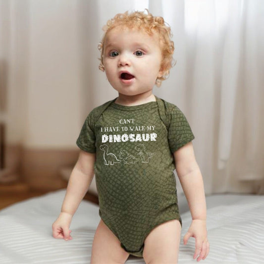 Can't I Have To Walk My Dinosaur Infant Bodysuit Baby & Toddler Clothing Tea Shirt Shoppe NB - Bodysuit Reptile Green