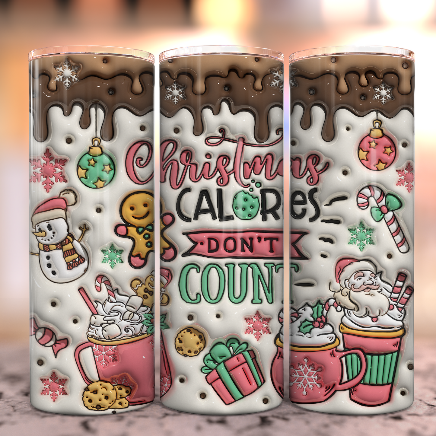 Christmas Calories Don't Count Stainless Steel Tumbler Food & Beverage Carriers Tea Shirt Shoppe 20oz