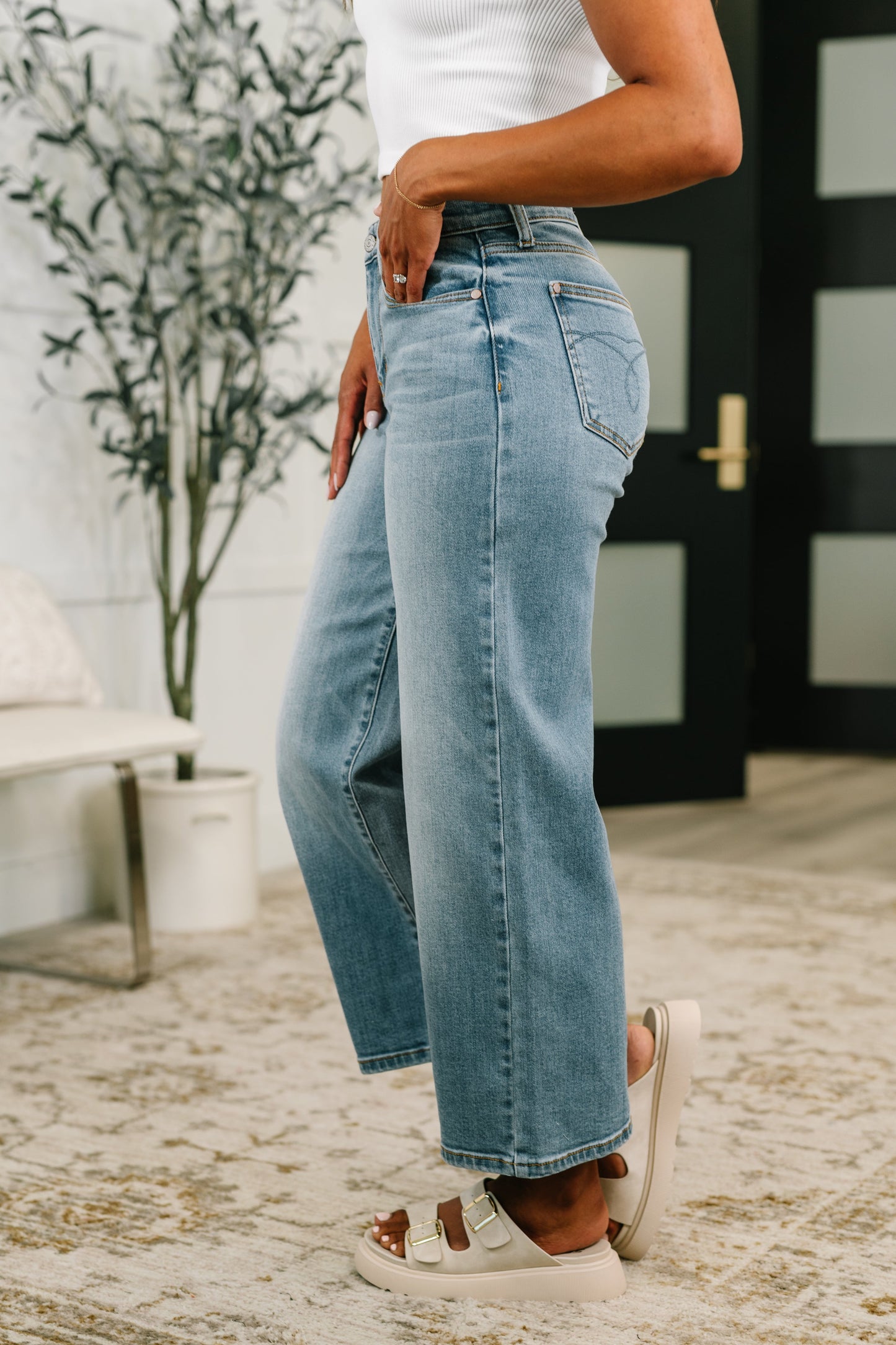 Claudia mid rise wide leg ankle jean by Judy Blue – alternate view 5