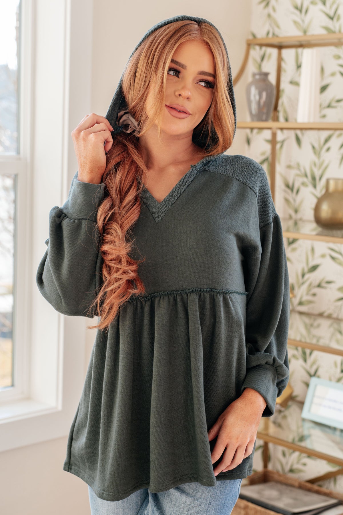 She's Not Wrong Hooded V-Neck Pullover in terry – alternate view 8