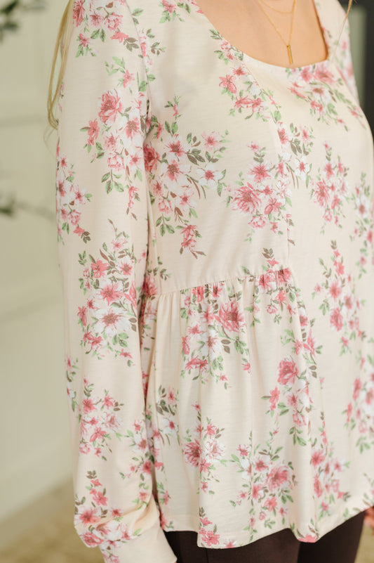 Cool to Be Kind Floral Blouse – soft jersey knit with square neckline – alternate view 2