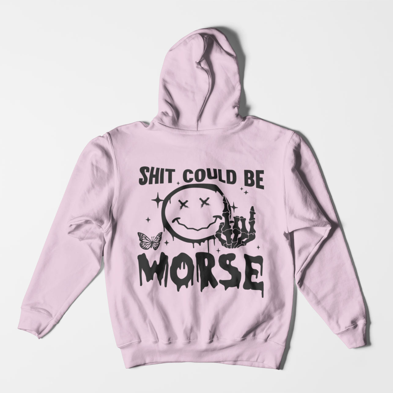 Could Be Worse Graphic Hoodie Sweatshirt Tea Shirt Shoppe XSmall Light Pink