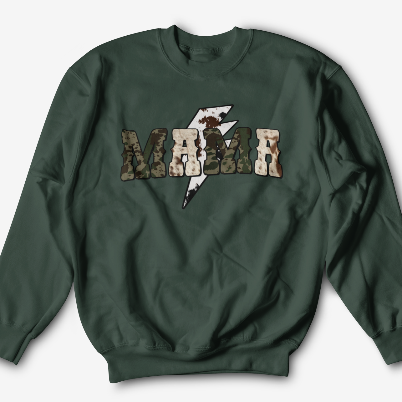 Cowhide Mama Graphic Sweatshirt Graphic Sweatshirt Tea Shirt Shoppe S Forrest Green