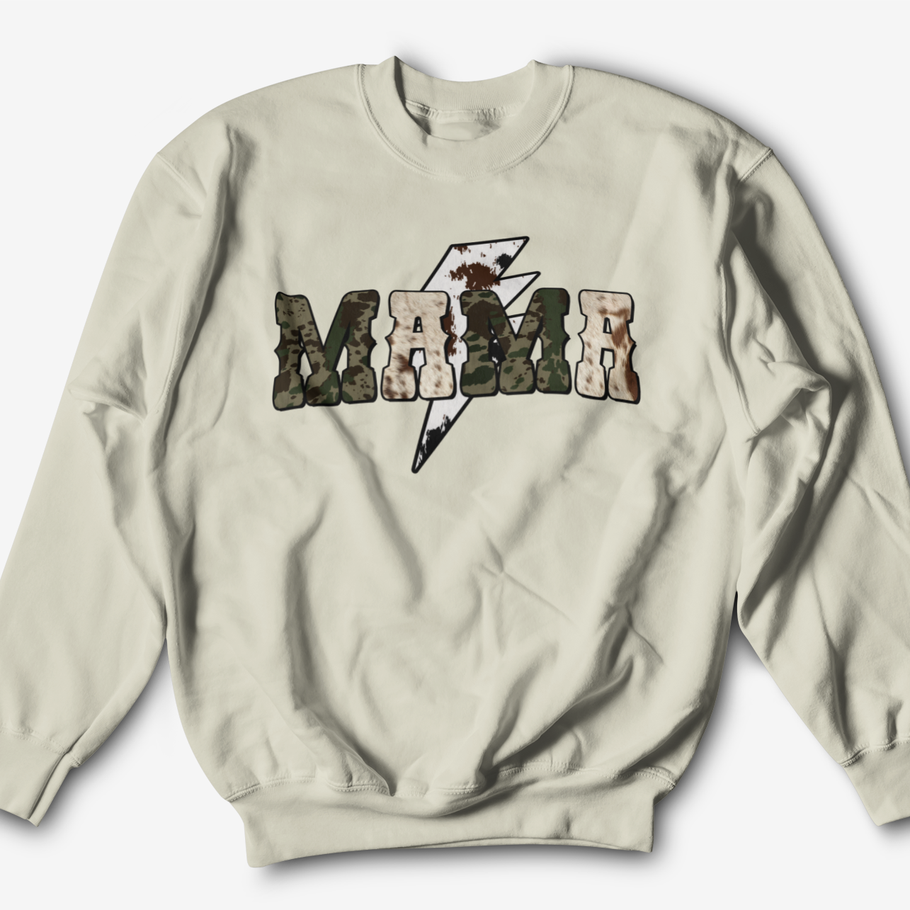 Cowhide Mama Graphic Sweatshirt Graphic Sweatshirt Tea Shirt Shoppe S Sand