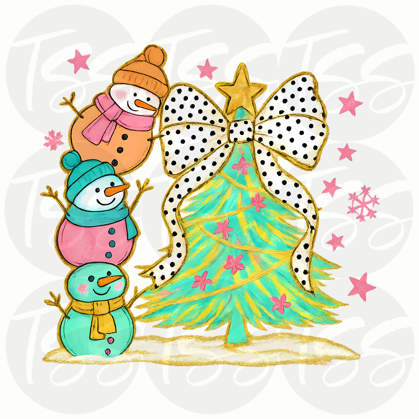 Snowman Squad Full Color Ready For Press DTF Print Transfer, Direct To Film