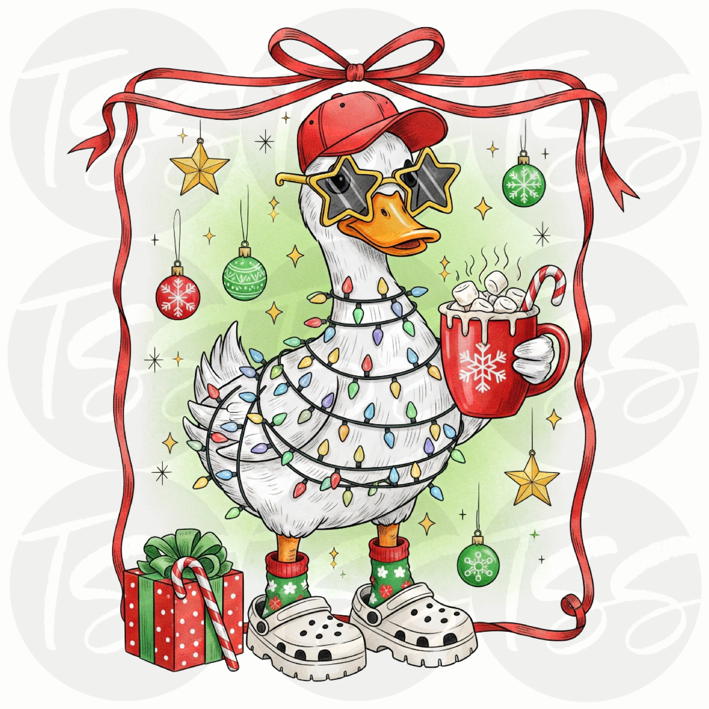 Merry Goose Crew Full Color Ready For Press DTF Print Transfer, Direct To Film