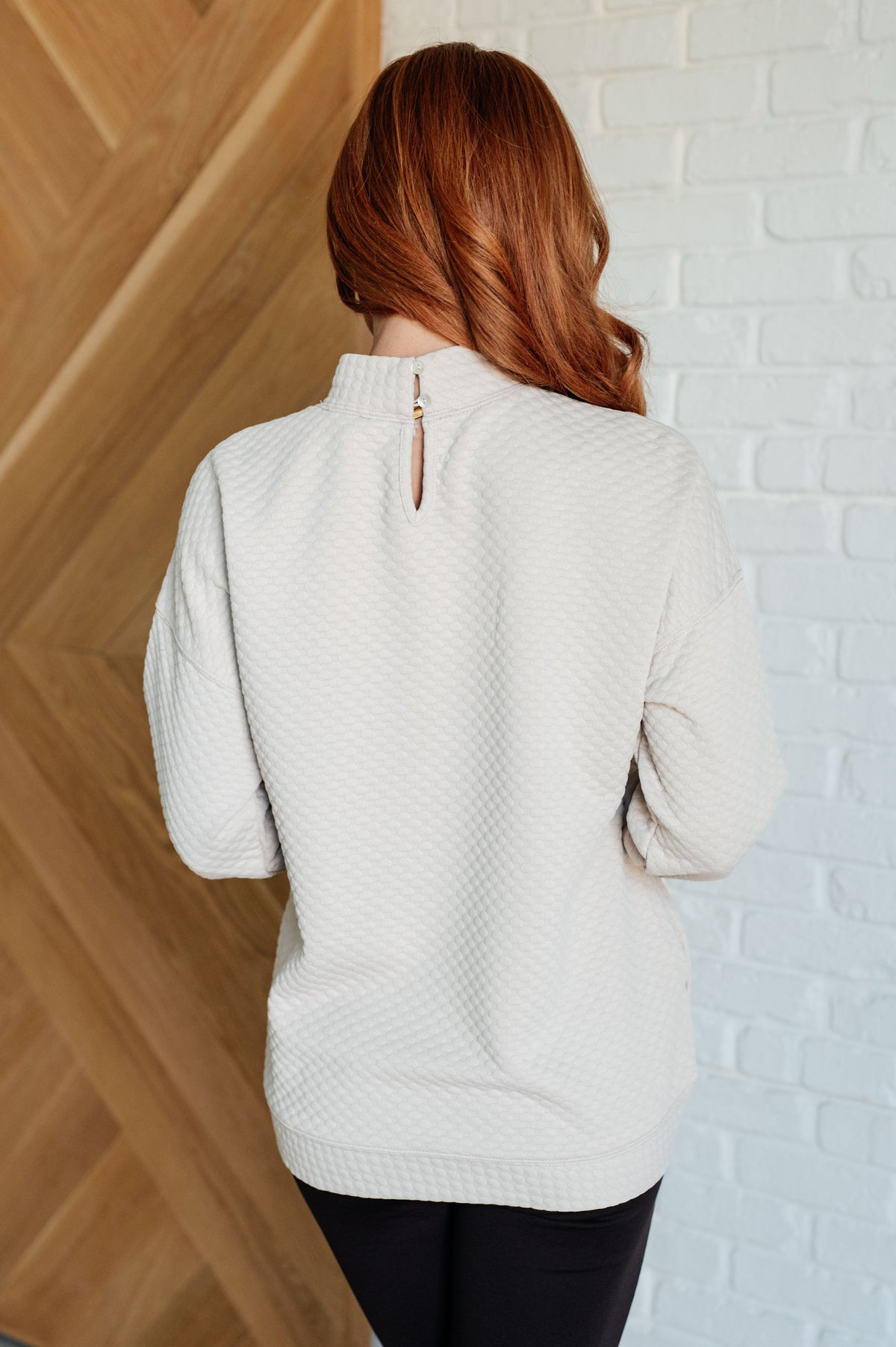 Don't Change Anything Mock Neck Pullover in textured knit – alternate view 9
