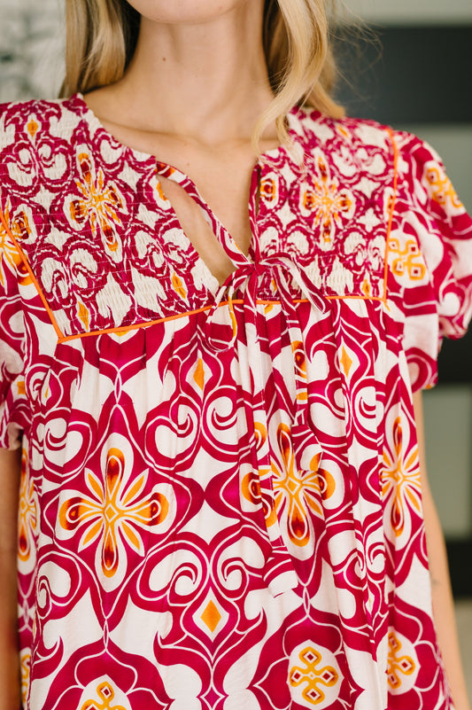 Don't You Go Away balloon sleeve dress in crinkle woven fabric – alternate view 2
