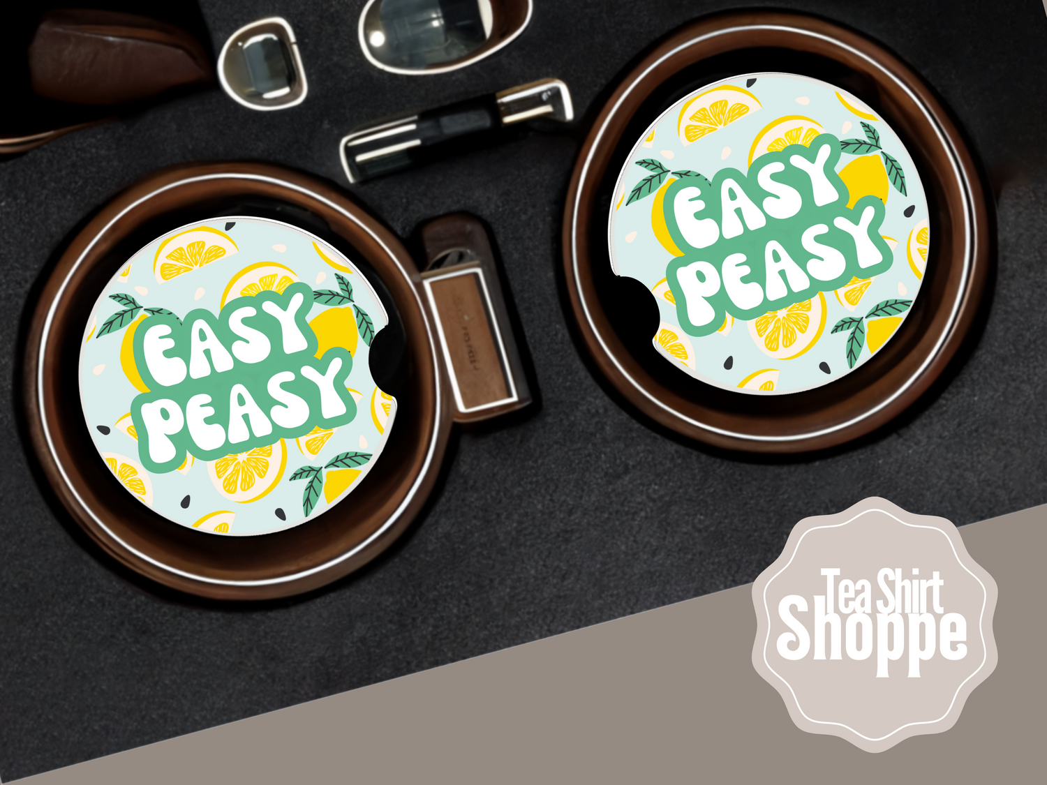 Easy Peasy Car Coasters Car Coaster Tea Shirt Shoppe