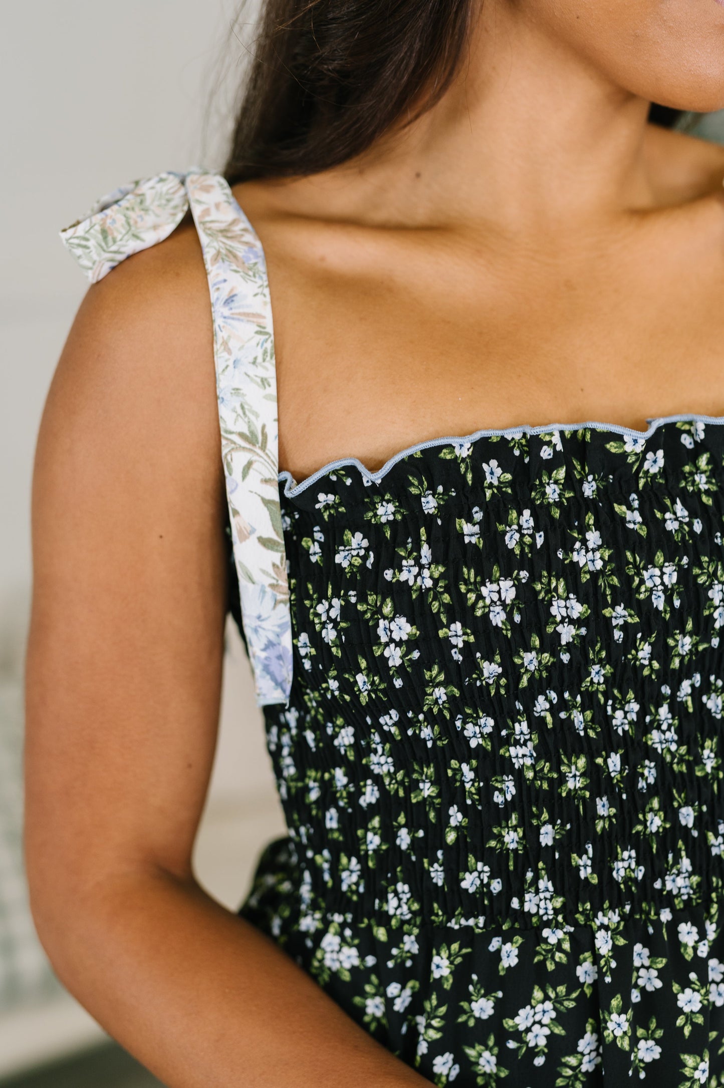 Elegant Edge Tiered Maxi Dress in Navy – alternate view 2