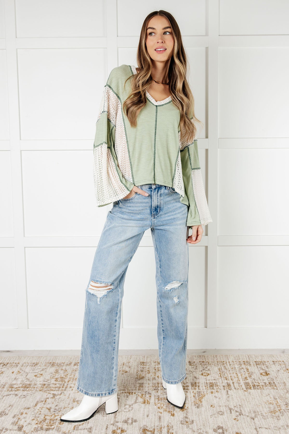 Elemental My Dear Patchwork Top in ribbed knit – alternate view 4