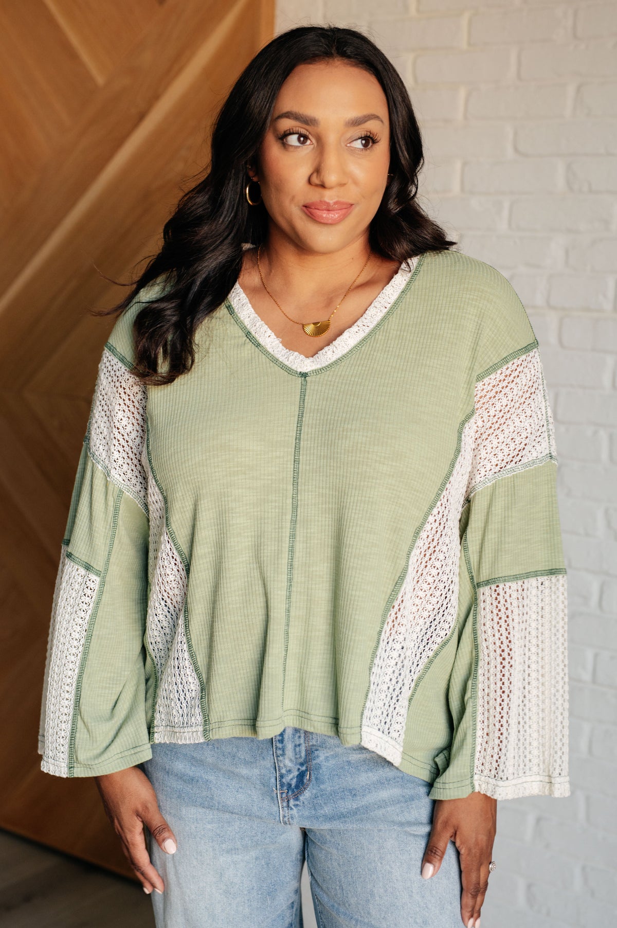 Elemental My Dear Patchwork Top in ribbed knit – alternate view 2