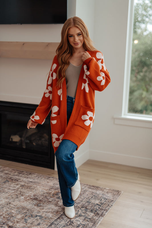 Enough Anyways Floral Cardigan in Burnt Orange – alternate view 2