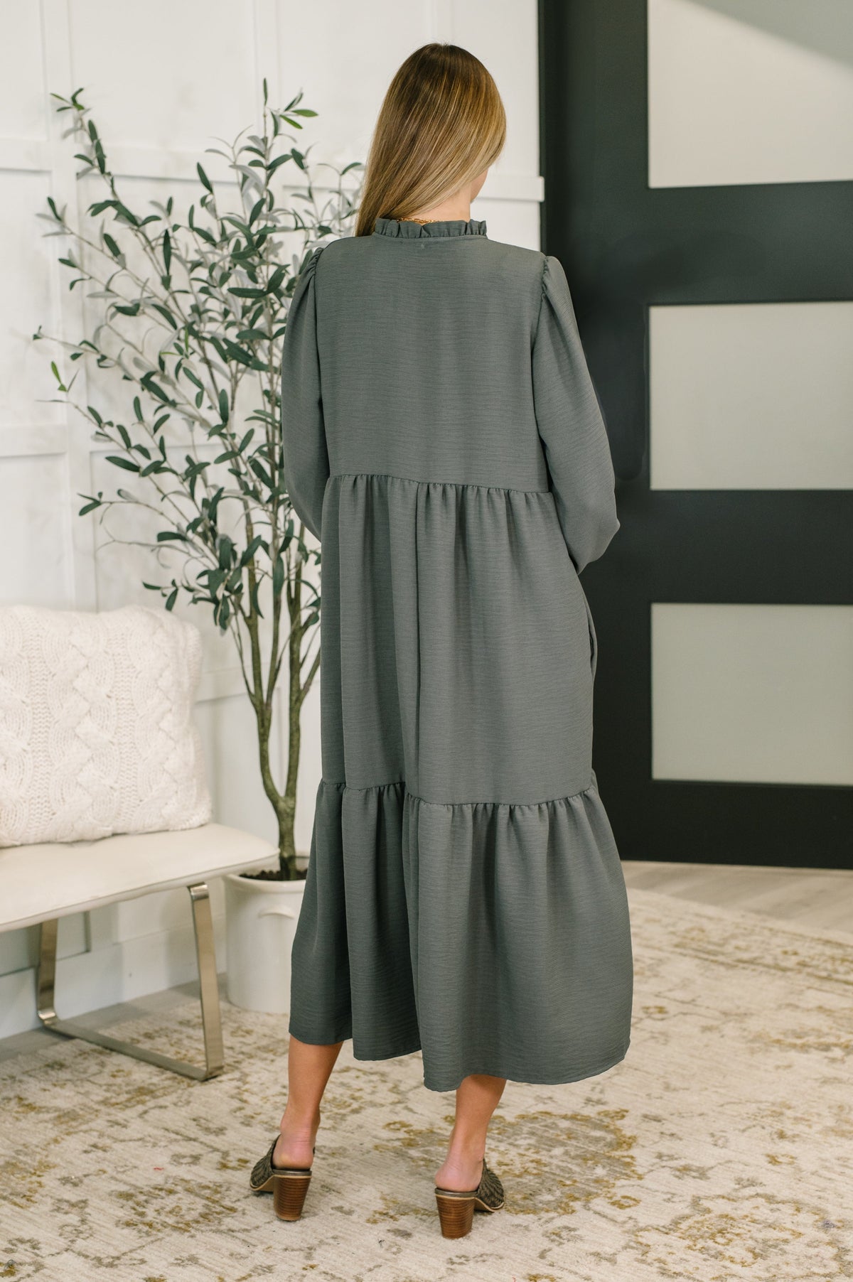 Every Single Touch V-Neck Tiered Dress in waffle knit – alternate view 4