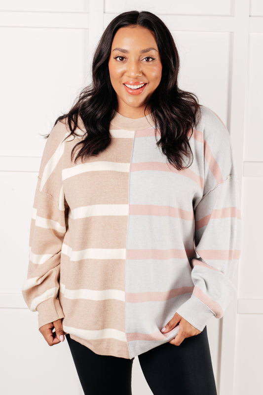 Exceptional Thought Striped Patchwork Sweater in knit