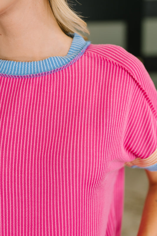 Felt Like This Before Textured Contrast Top Blouses Ave Shops