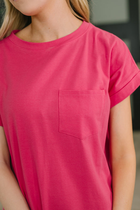 Fix You Right Up short sleeve midi dress in hot pink jersey knit – alternate view 2