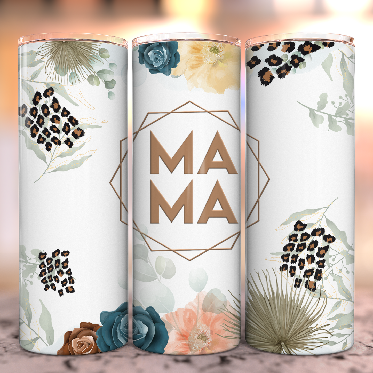 Floral Mini & Mama Tumbler Set Tumbler Tea-Shirt Shoppe Mama 20 oz