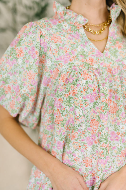 Flower Picking Notch Neck Blouse – alternate view 2